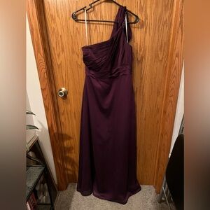 One Shoulder Deep Purple Bridesmaid Dress